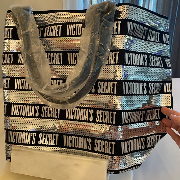 Victoria's Secret Silver Sequin Tote Bag - Picture 2 of 3
